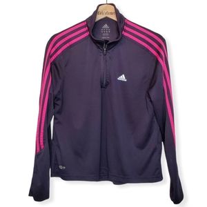 Adidas Blue Pink ¾ Zip Pullover Large